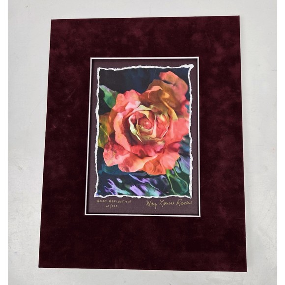 Rosey Reflection Giclée Art Print Rose Flower Mary Louise Ravese Signed Numbered - Picture 2 of 14
